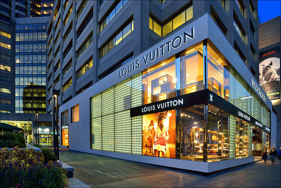 Louis Vuitton Logo Brand and Text Sign Front Wall Facade of Home