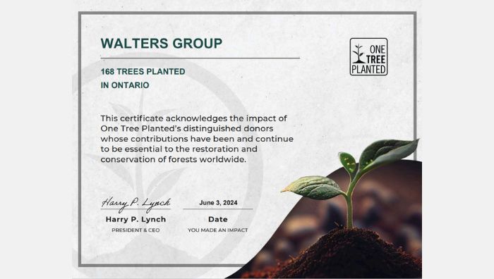 Walters Group Plants 168 Trees